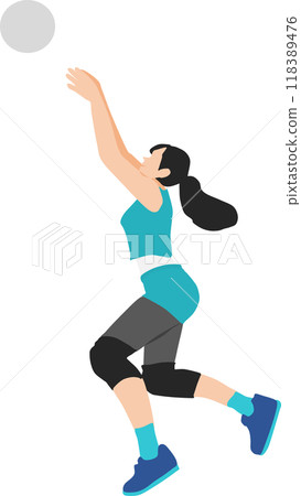 Illustration of a woman playing volleyball 118389476