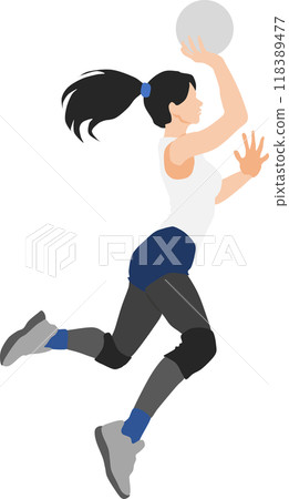 一個女人打排球的插圖 118389477