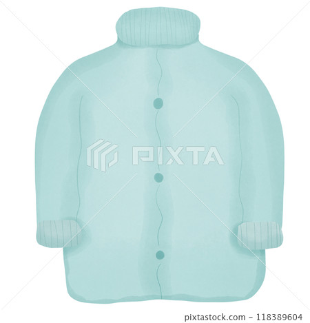 Coat, hand drawn, transparency illustration.	 118389604