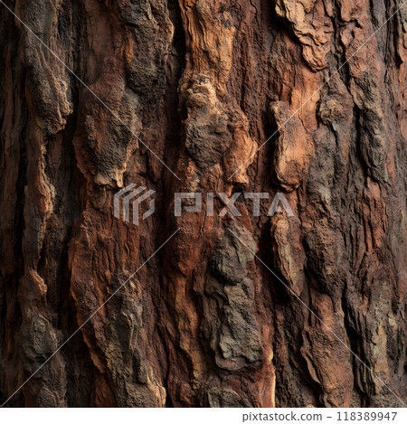Detailed close-up of rugged tree bark texture. 118389947