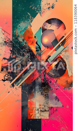 Dynamic abstract shapes with vibrant color splashes 118390064