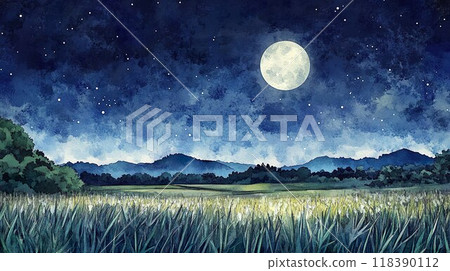 Autumn moon and plateau background material 03 118390112