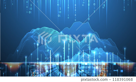 Data science. Scientific-technological background on the use of various technological elements. Combination of different styles. Hand drawn vector. 118391068