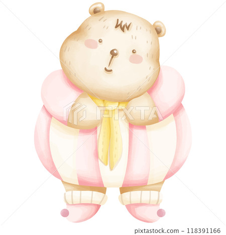 cute pink pig with pink bow 118391166