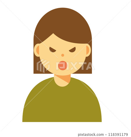 Illustration of a woman with an angry face Illustration of a woman with an angry face 118391179