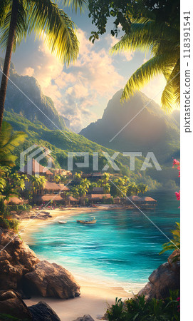Tropical paradise beach with crystal clear water. 118391541