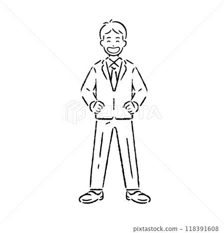 穿西裝秀胸的男人_黑白 118391608