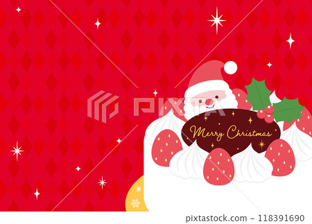 Background illustration of Christmas cake and glittering decorations 118391690