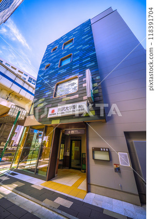 日本九月的東京城市景觀。東急電鐵駒澤大學站西口、電梯景觀等 118391704