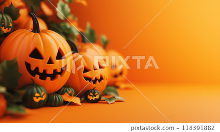 橙色背景和南瓜燈的簡單背景素材 橙色背景和南瓜燈的簡單背景素材 118391882