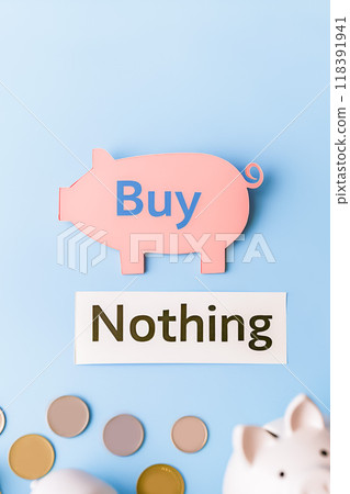 Papercut text Buy Nothing Day on light background  118391941