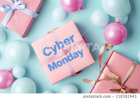 Wrapped present with text Cyber Monday 118391943