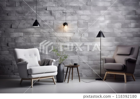 Living room interior with armchair 118392180