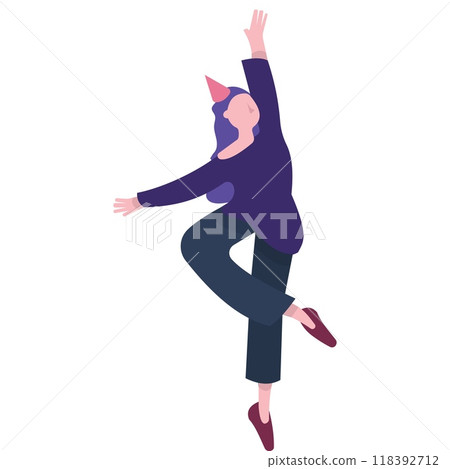 Woman dancing vector icon happy party girl Woman dancing vector icon happy party girl 118392712