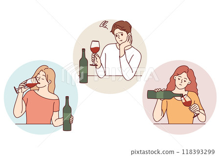 Problem of drinking alcoholic beverages alone, in men and women who drink red wine 118393299