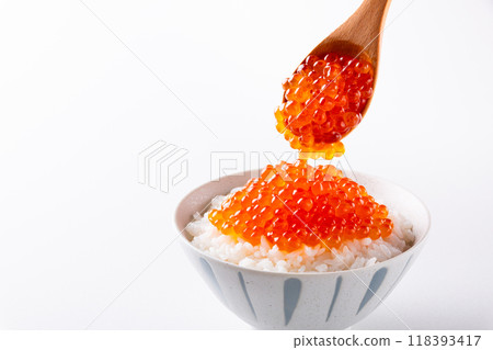 Salmon roe bowl on white background 118393417
