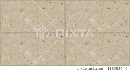 Quartz beige rectangle seamless ceramic mosaic tile and pattern useful as background or texture 118393644