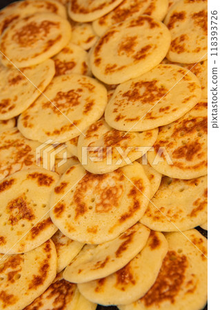 Close up Cocktail Blinis or mini blinis 118393726