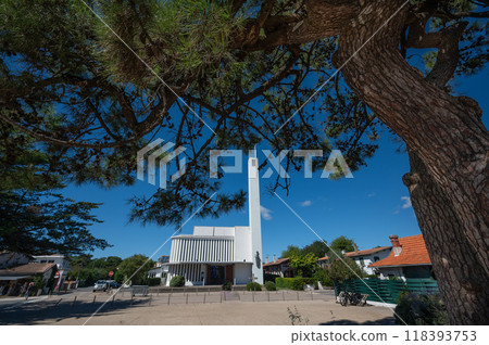 Cap Ferret, France - August 2024 : Notre Dame des Flots church in Cap Ferret on the Arcachon Bay 118393753