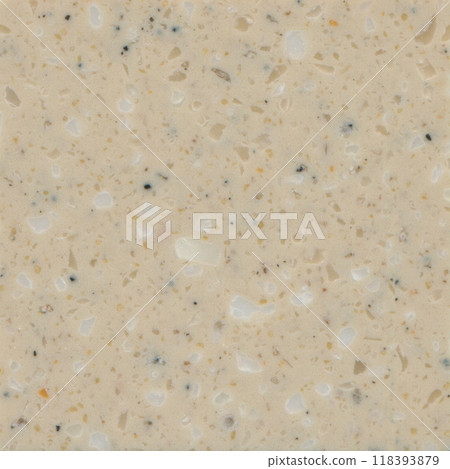 Quartz beige square seamless ceramic mosaic tile and pattern useful as background or texture 118393879