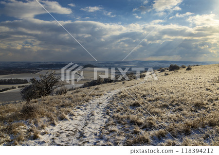 Palava winter landscape, Southern Moravia, Czech Republic 118394212