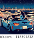 Image of a car driving on a highway at night 118394832