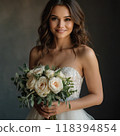 Beautiful bride smiling with bouquet 118394854