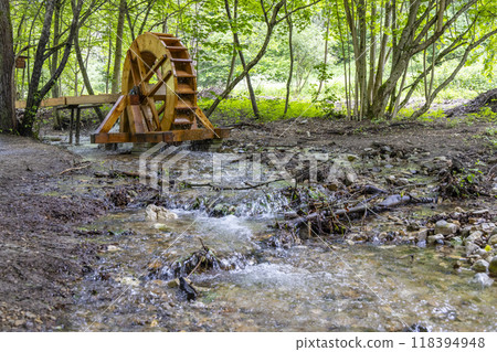 National park Muranska Planina, stream with a water mill wheel, Slovakia National park Muranska Planina, stream with a water mill wheel, Slovakia 118394948