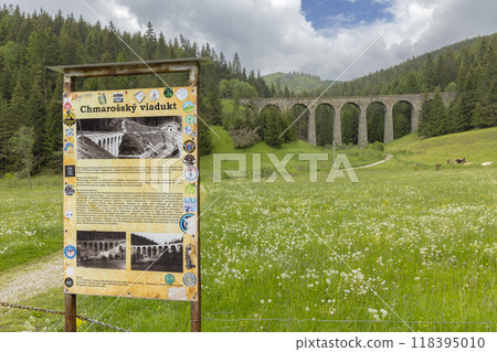 Railway bridge Chramossky viadukt near Telgart, Horehronie, Slovakia 118395010