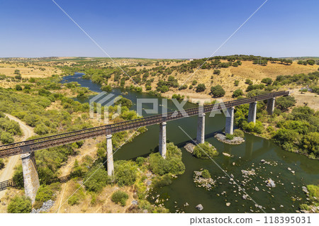 Guadiana Railway Bridge near Beja, Moura Branch, National Route 260, Alentejo, Portugal 118395031