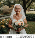 Old bride in wedding dress 118395051