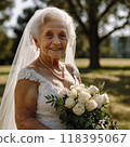Elderly woman in wedding dress 118395067