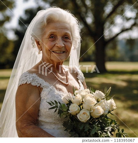 穿著婚紗的老婦人 118395067
