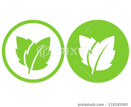 Leaves green icons natural signs on two button background 118395095