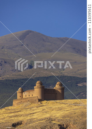 La Calahorra castle with Sierra Nevada, Andalusia, Spain 118395611