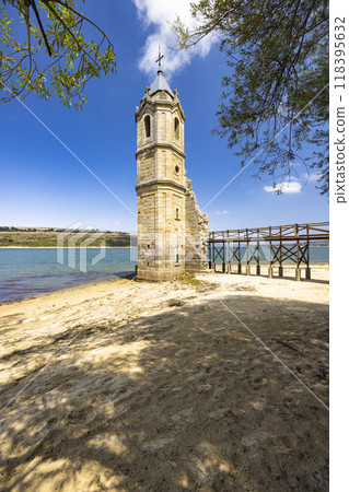 swamped church of San Roque near Villanueva de las Rozas, Cantabria, Spain 118395632