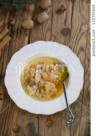 Traditional Christmas food in Czech Republic - fish soup 118395684