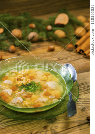 still life of Czech Christmas fish soup 118395825