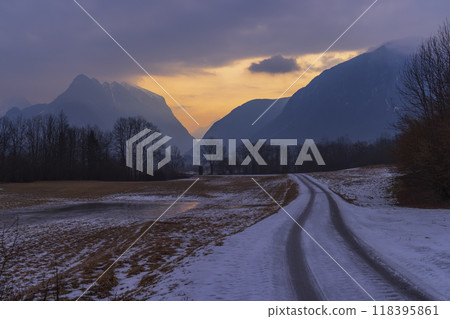 Winter landscape near village Bovec, Triglavski national park, Slovenia 118395861