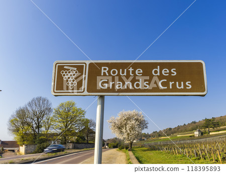 Wine road (Route des Grands Crus) near Beaune, Burgundy, France Wine road (Route des Grands Crus) near Beaune, Burgundy, France 118395893