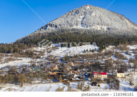 Vlkolinec village UNESCO site in Velka Fatra mountains, Slovakia 118396181