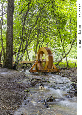 National park Muranska Planina, stream with a water mill wheel, Slovakia 118396337