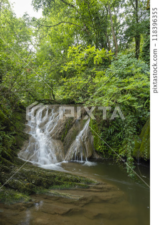Waterfall Cascade d'Autoire near Autoire in French highlands, departement Lot, Midi-Pyrenees, France 118396355