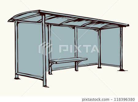 Vector drawing. Canopy of a transport stop Vector drawing. Canopy of a transport stop 118396380