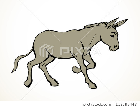 Vector drawing. Cute old mule 118396448