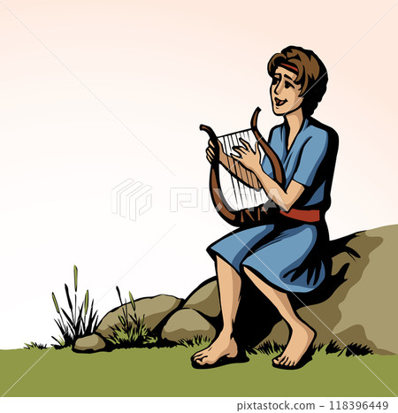 Vector drawing. Guy playing the harp Vector drawing. Guy playing the harp 118396449
