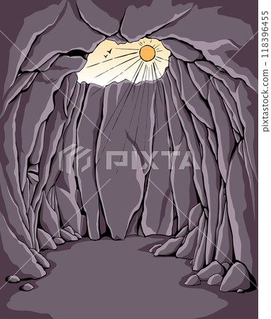 Vector drawing. Underground pit cave 118396455