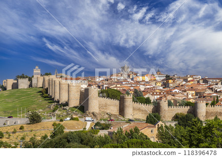 Medieval Walls in Avila, UNESCO site, Castile and Leon, Spain 118396478