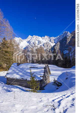 Winter landscape near Vrsic, Triglavski national park, Slovenia Winter landscape near Vrsic, Triglavski national park, Slovenia 118396768