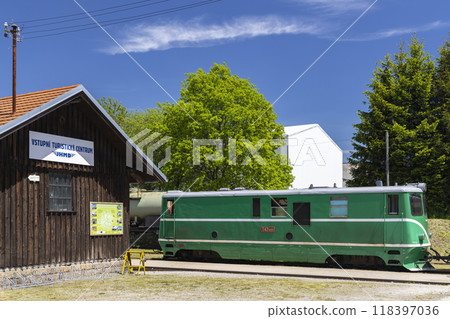 Narrow gauge railway Jindrichuv Hradec to Nova Bystrice, station Nova Bystrice, Czech Republic Narrow gauge railway Jindrichuv Hradec to Nova Bystrice, station Nova Bystrice, Czech Republic 118397036